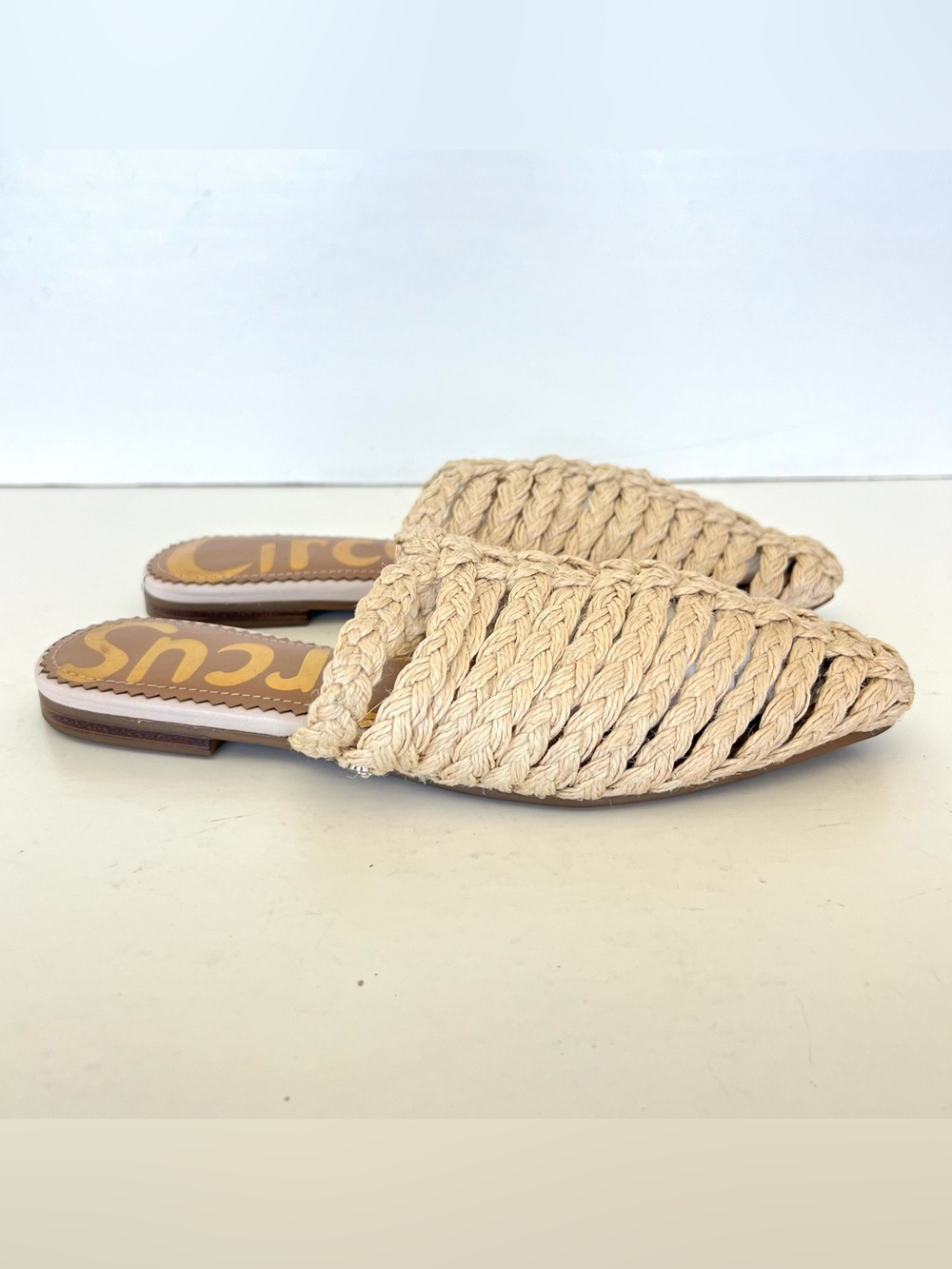 SAM EDELMAN Circus Cream Braided Pointy Closed Toe Summer Boho Ballet Flats Sz 8 - Picture 2 of 12